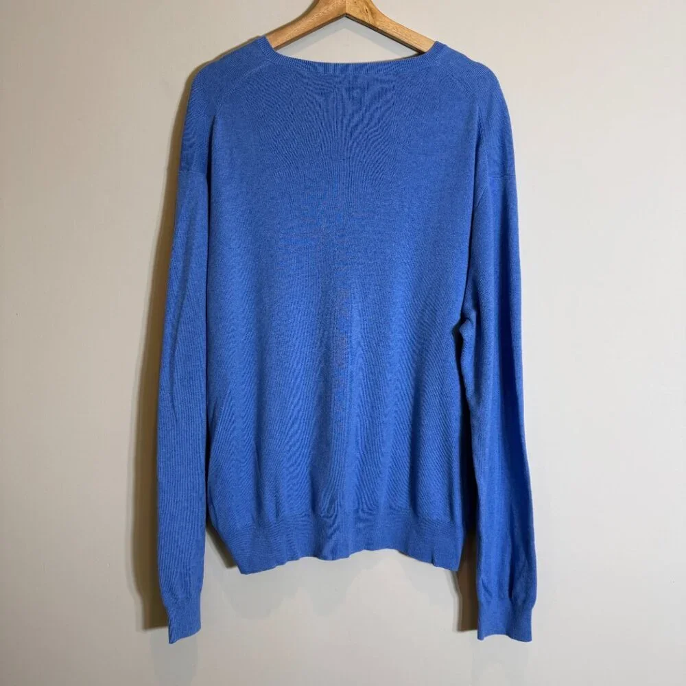 Polo Ralph Lauren Pima Cotton V-Neck Sweater Pullover Men's XL* Blue Preppy Soft